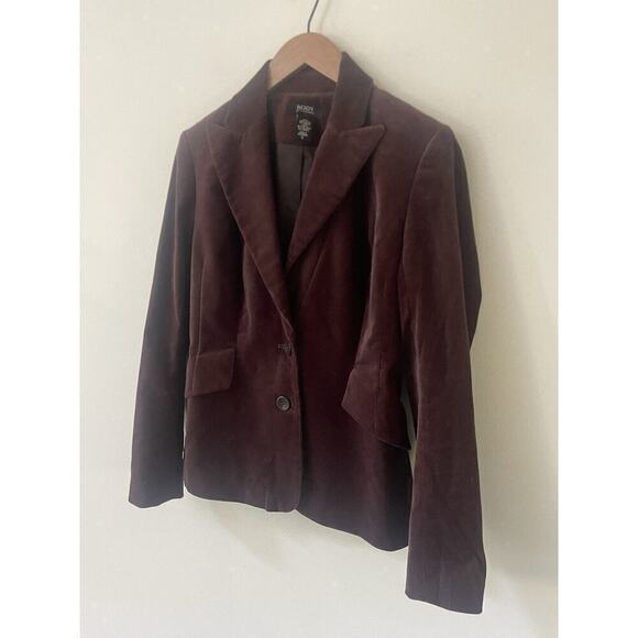 Body By Victoria Womens Size 6 Burgundy Velvet Blazer Preppy Academia Jacket - Picture 2 of 11
